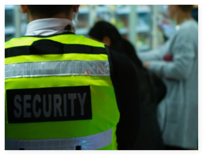 Security guard watching over scene