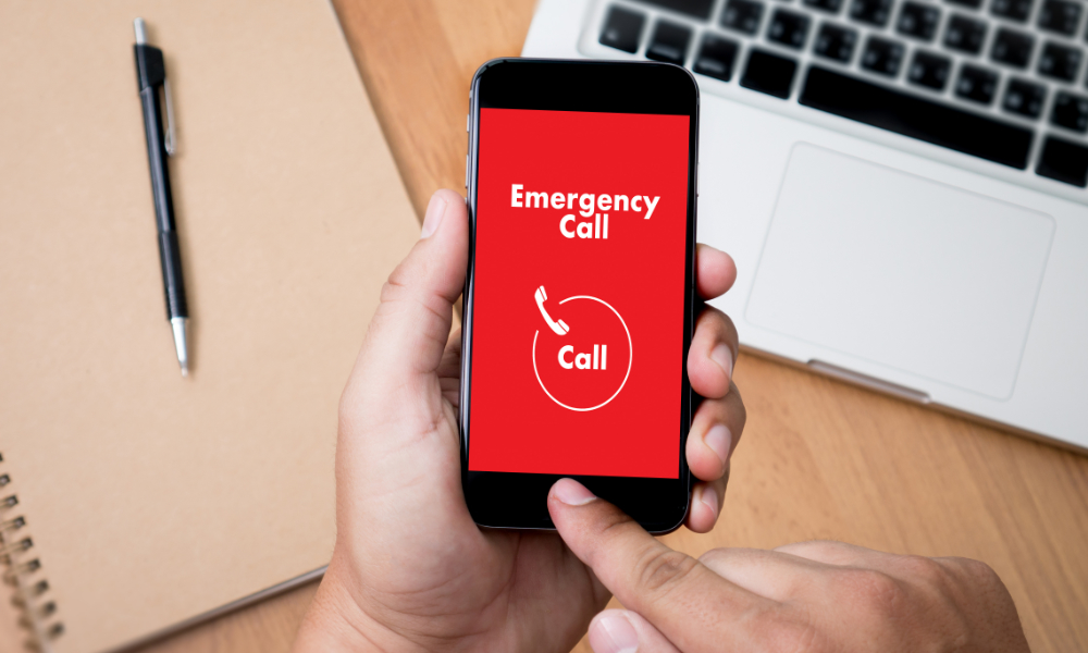 Smartphone showing emergency call being placed