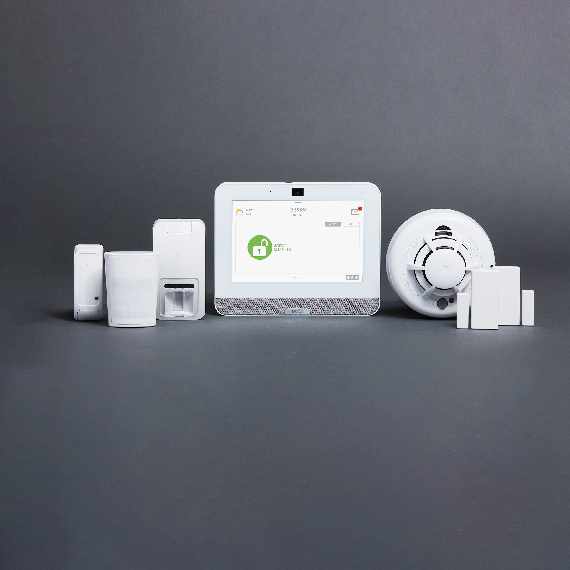 Home Security System with sensors, detectors, devices and touch panel