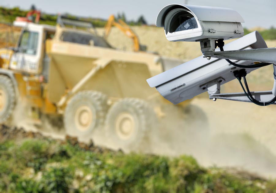 Outdoor surveillance cameras on construction site