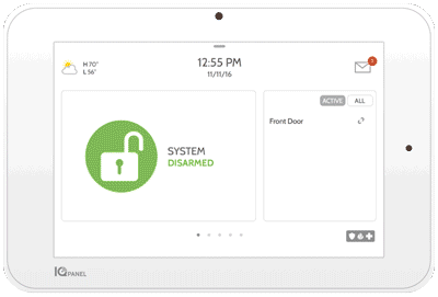 Animated demonstration of a smart home security system control panel