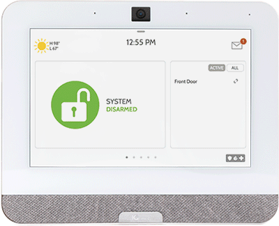 Animated demonstration of a smart home security system control panel